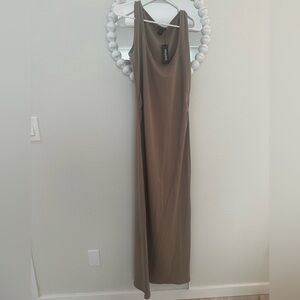 Boohoo Taupe Scoop Neck Maxi Dress
